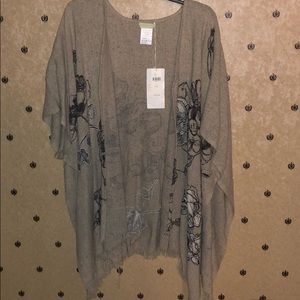 Anthropologie Knitted Floral Shawl/Cardigan